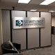 Futurity first brushed aluminum with dimensional acrylic lettering lobby sign